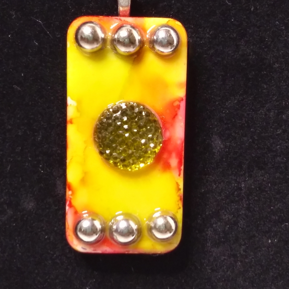 Domino Necklace with Yellow Gemstone and Silver